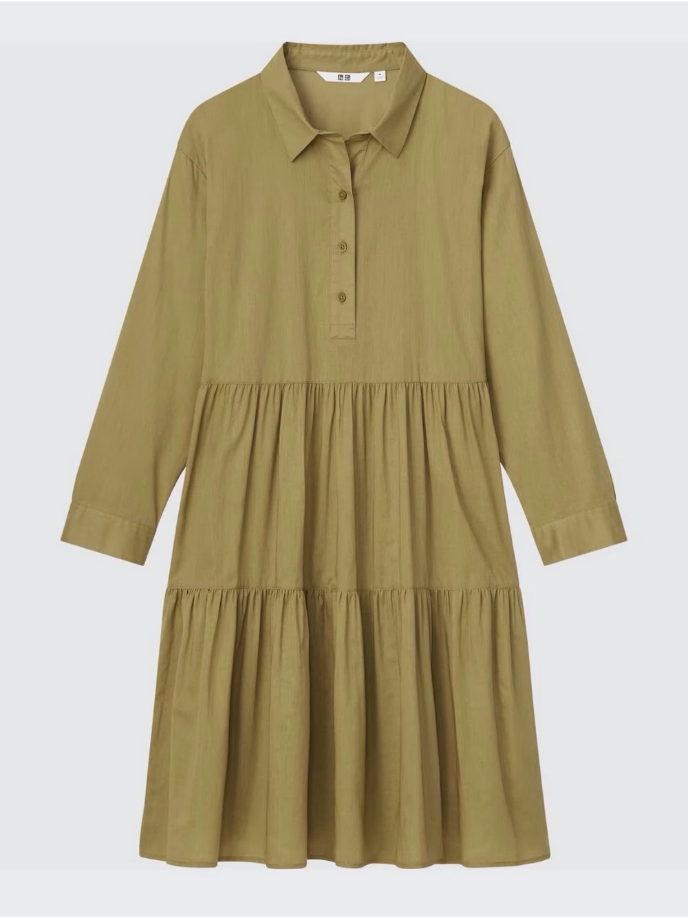 Uniqlo Cotton Tiered 3/4 Sleeve Mini Dress with Slip Liner Size S